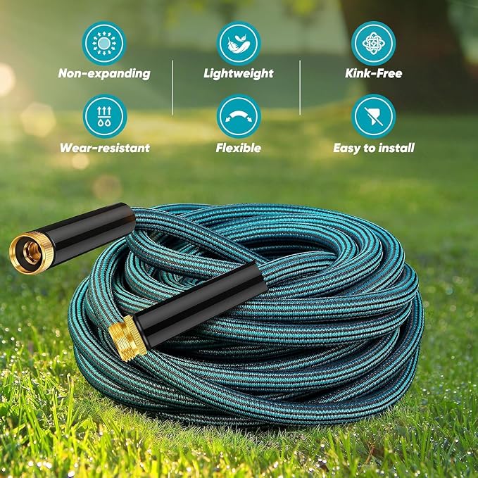 Garden Hose 25ft, Non-Expanding Water Hose Ultra Lightweight, Kink-Free, Sturdy, Flexible, Abrasion Resistant Hose for Yard, Lawn, Outdoor, Marine and Camper