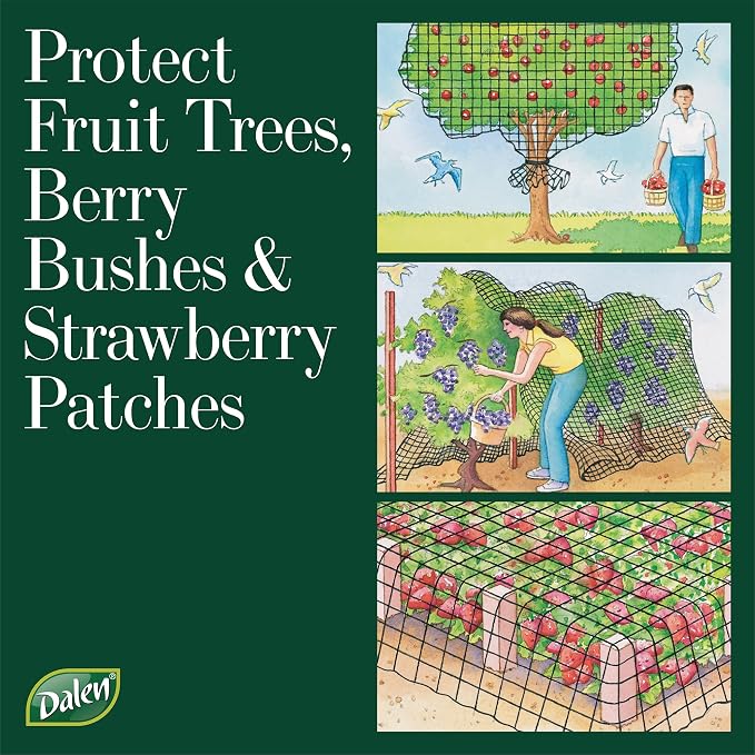 Dalen Bird-X Protective Mesh Netting for Fruit Trees, Berries, Vegetables - 14 ft x 45 ft, Black Garden Netting, 5/8-inch Mesh - Helps Deter Birds & Garden Pests, Made of Weather-Resistant Plastic