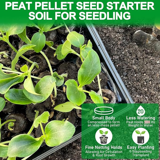 Legigo 50 Pcs 30mm Peat Pellets Seed Starter Soil Pods- Seedling Soil Peat Pods for Seed Starting, Compressed Seed Pod Root Starter Plugs for Garden Plant Cuttings Planting Herb Flower and Vegetables