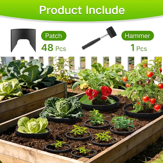 Anothera 48 Pieces Planting Grow Rings, Diameter Range 8.2-15.7 Inches, Interlocking Garden Plant Rings, Black Garden Rings for Plant Support and Soil Moisture Retention