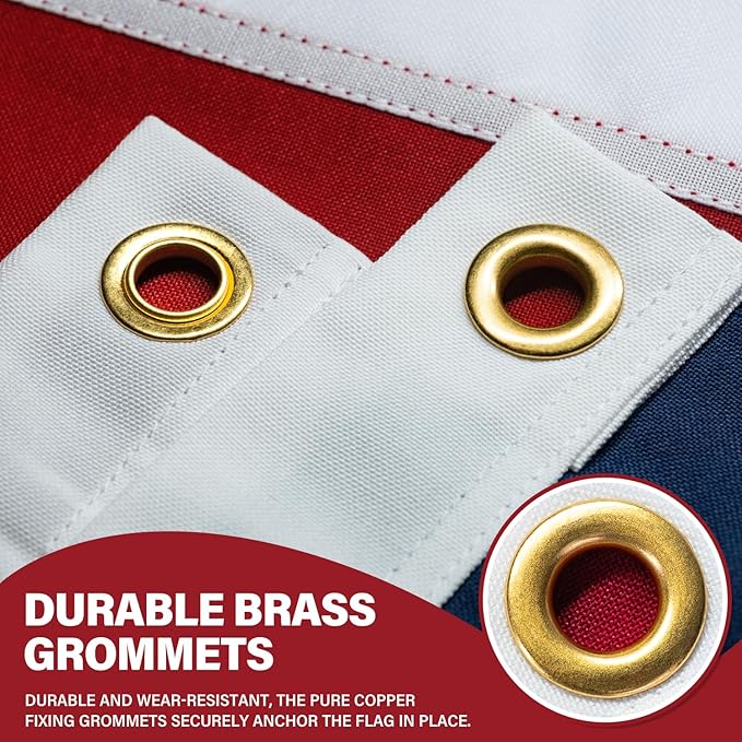 American Flag 6x10 ft for Outside, Tearproof Super Tough Series, Heavy Duty Spun Polyester, All Weather Large US Flag High Wind with Embroidered Stars, Brass Grommets, Ultra Durable USA Flags for Outdoor