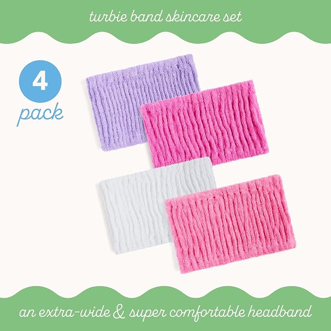 Turbie Twist 4-Pack Cotton Headbands – Extra-Wide, Comfy, All Hair Types, Berry Lovely
