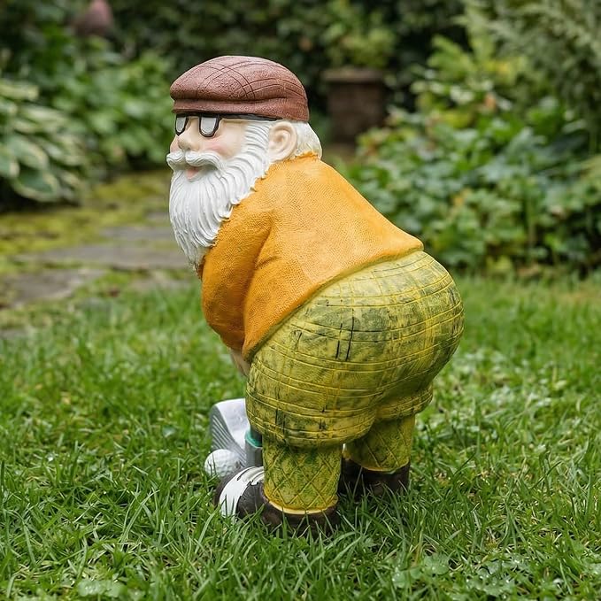 Elenon Golf Gnome Garden Statue, Adorable Outdoor Flower Bed Decor, Funny Yard Patio Art Dwarf Sculptures Table Ornament Decorative