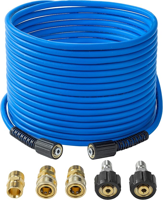 FIXFANS Pressure Washer Hose – 1/4" X 50 FT High Power Washer Extension Hose – Kink & Wear Resistant High Pressure Hose for Replacement – Compatible with M22 Fittings – 3600PSI