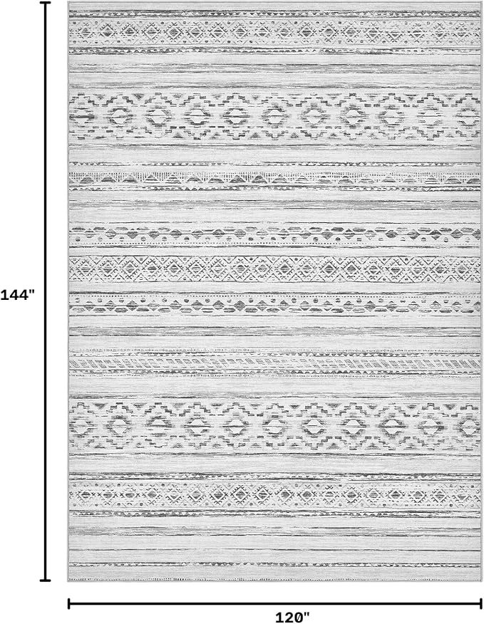 cotiled Boho 10x12 Area Rug for Living Room: Large Moroccan Washable Rug | Solve Modern Neutral Trendy Home Decor - Stain Resistan Carpet for Bedroom Farmhouse Cream Grey