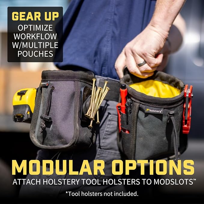 Joey Pouch PRO | Clip-On Tool Belt Bag for Tools, Screws, and Nails - Great for an Electrician, HVAC Tech, Plumber, Carpenter, Contractor, Handy Man, and Any Tradesperson - Metal Clip