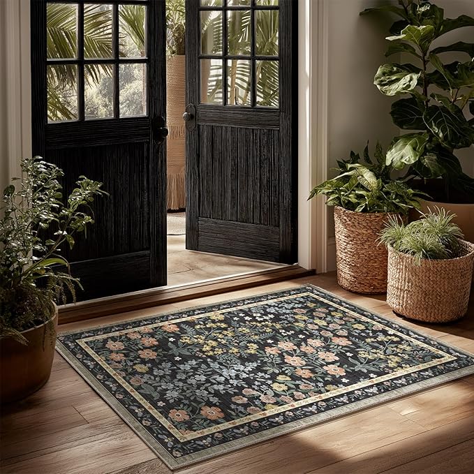 Machine Washable Small Rugs for Entryway: Door Mat Indoor Entrance 2x3 Rug Boho Throw Rug Non-Slip Low Pile Kitchen Rug for Front Door Indoor Entrance Entry Kitchen Bedside Kids Room