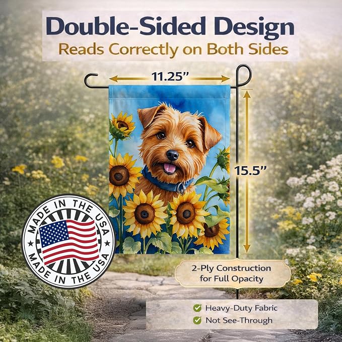 Caroline's Treasures DAC6125GF Norfolk Terrier in Sunflowers Garden Flag Mailbox Flag Decorative Yard Flag Banner Outside Patio Artwork Yard Flower Beds, Garden Size, Multicolor