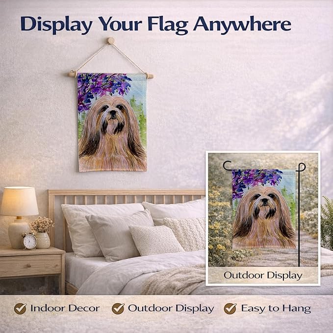 Caroline's Treasures SS8436GF Lhasa Apso Garden Flag Mailbox Flag Decorative Yard Flag Banner Outside Patio Artwork Yard Flower Beds, Garden Size, Multicolor