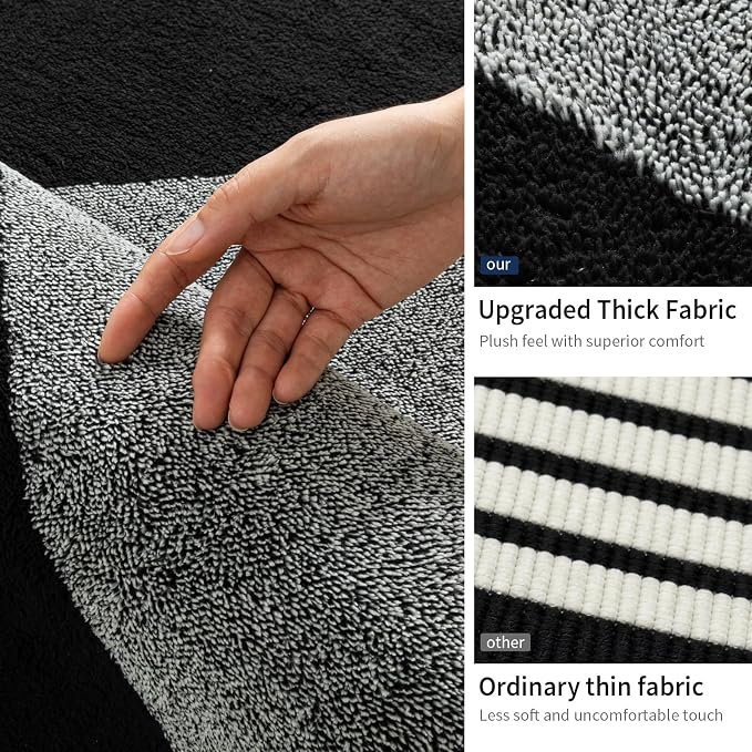 8x10 Black and White Modern Geometric Patchwork Washable Area Rug | Stain-resistant Low-pile Black and Grey Large Carpet, Non Slip Geometric Rug for Living Room Dining Room and Bedroom Floors