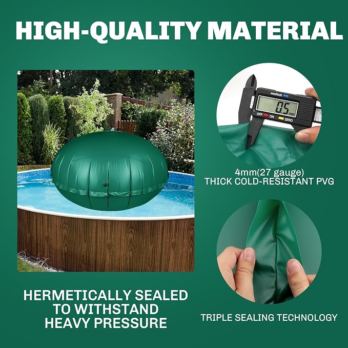 CACSPS Round Pool Pillow for for Above Ground Pools, 8Ft Pool Air Pillow for Closing Winter Pool Winterizing Kit for Ground Pool, 0.5mm PVC Material, 2X 16.5Ft Rope (Green)…