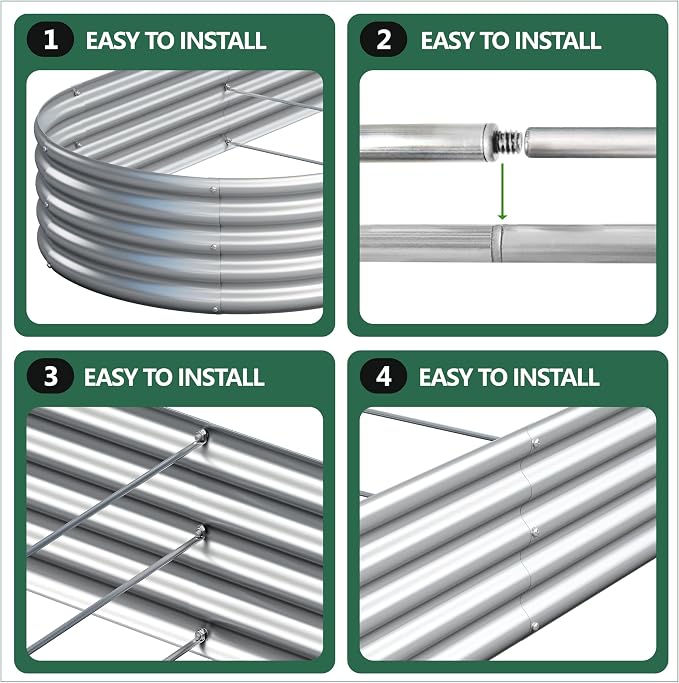 Galvanized Raised Garden Bed Outdoor, 4x2x1ft(2Pack) Metal Heavy Duty Planter Boxes for Gardening, Easy Assemble Bottomless Small Oval Plant Container Kit for Vegetable, Flower, Fruit, Silver