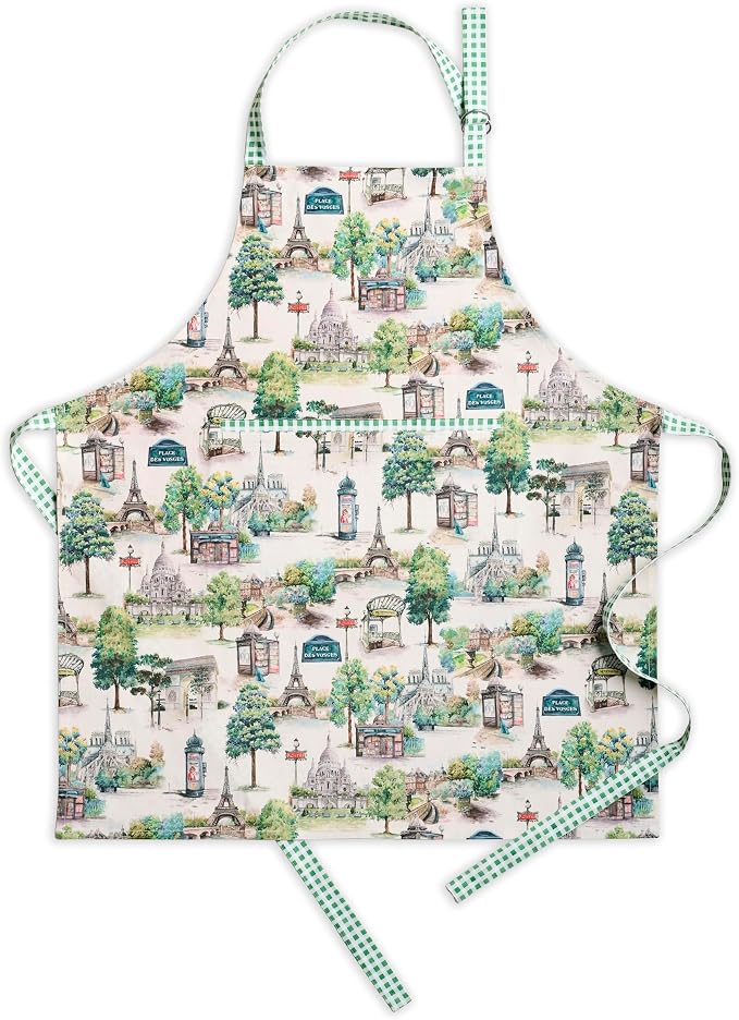 Maison d' Hermine Aprons for women with Pocket 100% Cotton (27.50"x31.50") | Adjustable Neck Strap & long ties Apron Men Chef Wedding Cooking Gardening Server Maid