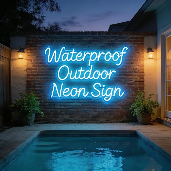 Large Custom Outdoor Waterproof Neon Sign for Patio, Outdoor Personalized Acrylic LED Neon Lights, IP67 Waterproof Customizable LED Lights for Backyard, Patio, Wedding, Pool, Business Wall Decor Good Vibes Friends Gifts