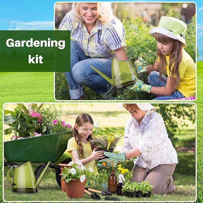 13 Pcs Indoor Plant Can Set, 1/2 Gallon Watering Can, 17 oz Squeeze Bottle, 6.8 oz Spray Bottle, 6 Self Watering Globes, Gardening Tool Kit with Pruning Scissors for Plants(Lemon Green)