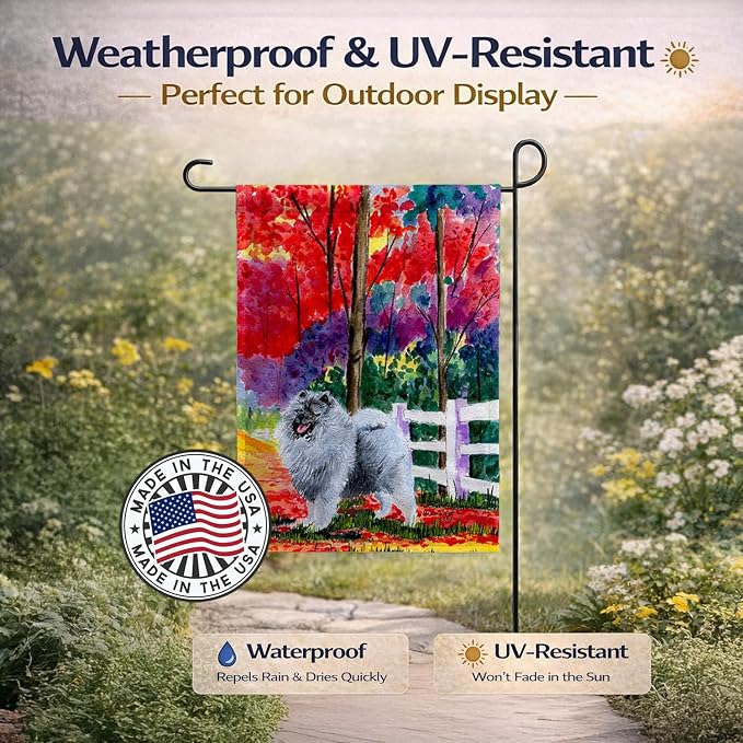 Caroline's Treasures SS8432GF Keeshond Garden Flag Mailbox Flag Decorative Yard Flag Banner Outside Patio Artwork Yard Flower Beds, Garden Size, Multicolor