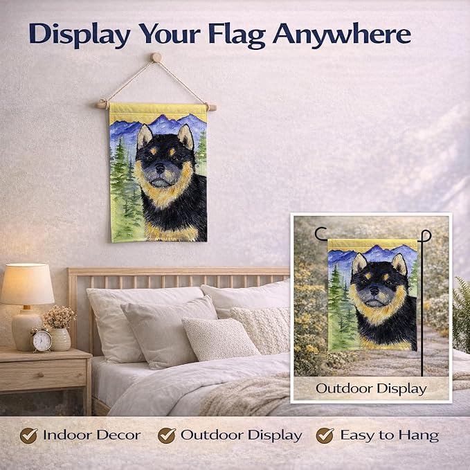 Caroline's Treasures SS8274GF Shiba Inu Garden Flag Mailbox Flag Decorative Yard Flag Banner Outside Patio Artwork Yard Flower Beds, Garden Size, Multicolor