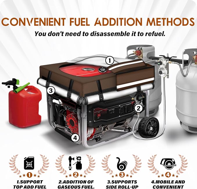 Generator Covers While Running. 32"L×24"W×24"H, Top Can Be Opened for Refueling, Compatible with 5000W-13000W Frame Generator, Coffee.