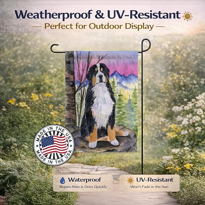 Caroline's Treasures SS8336GF Bernese Mountain Dog Garden Flag Mailbox Flag Decorative Yard Flag Banner Outside Patio Artwork Yard Flower Beds, Garden Size, Multicolor