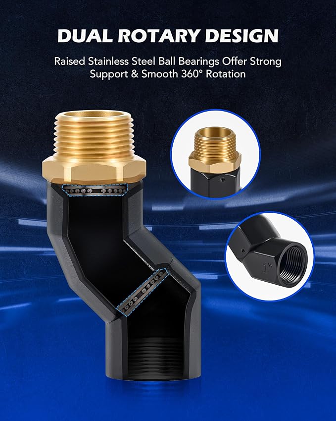 Orion Motor Tech 2pcs 1" NPT Fuel Hose Nozzle Swivel Kit, Multi Plane 360 Rotating Fuel Tank Adapter Swivel Coupler Set with Accessories