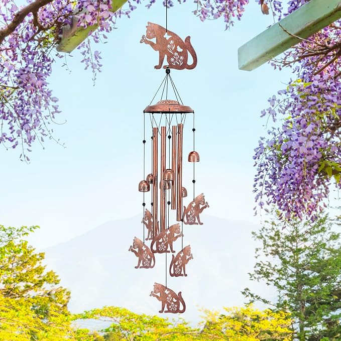 Cat Wind Chimes for Outside,Cat Gifts for Women/Men/Sympathy Gift/Memorial/Festival Birthday Gifts Metal windchimes Outdoors/Indoors,Patio,Garden Decor,Yard Decor,Porch