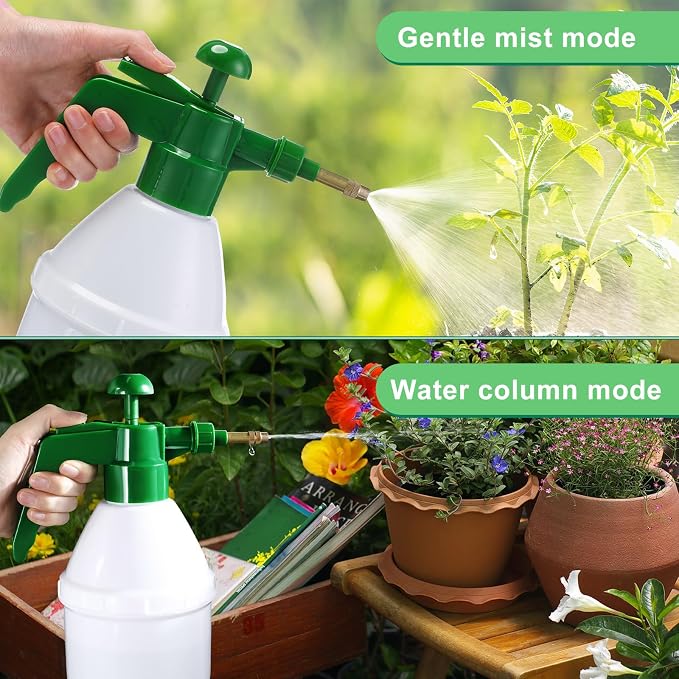 Ziliny 2 Pcs 50 oz Handheld Pump Spray Bottle Garden Mister Spray Bottles Lawn Pressure Hand Pump Sprayer with Adjustable Nozzle for Chemicals Watering Weeds Plants and Cleaning (Green)