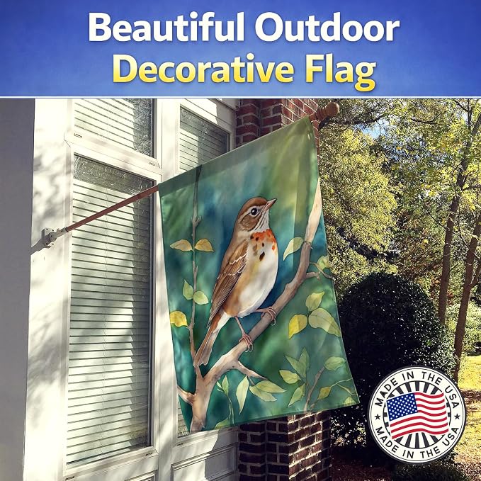Caroline's Treasures Vermont Hermit Thrush House Flag Large Porch Sleeve Pole Decorative Outside Yard Banner Artwork Wall Hanging, Polyester, House Size, Multicolor