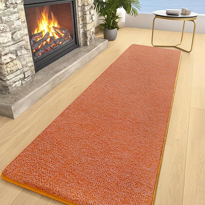 AROGAN 2x8 Runner Rug for Hallway, Long Runner Rugs Non Slip, Orange | Soft Washable Memory Foam Carpet for Bedroom, Non Slip Backing Runners Rug for Hallways, Kitchen, Bathroom, Entryway Home