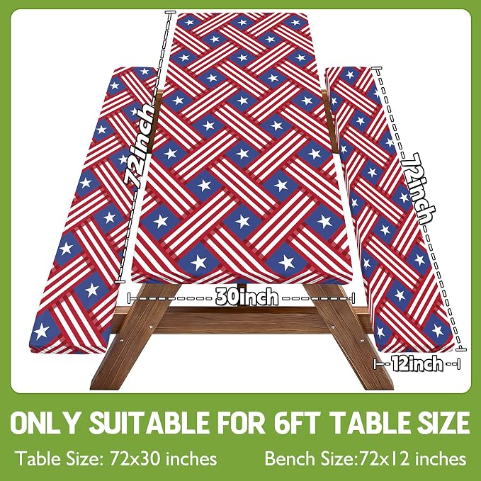 Picnic Table Cover with Bench Covers Tablecloth Fitted Table Cloth Camping Essentials Supplies Rv Travel Gear Must Haves Accessories Outdoor Road Trip Necessities Stuff Gadgets Camper Gadgets Items