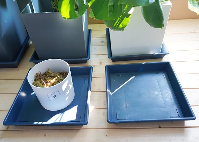 NIMYAU Square Plant Saucer 12 Inch 5 Pack, Plant Stand Plant Trays for Pots Heavy Duty Plastic Plant Saucers for Indoors Outdoors, Flower Pot No Holes Plant Lover Gardening Gifts