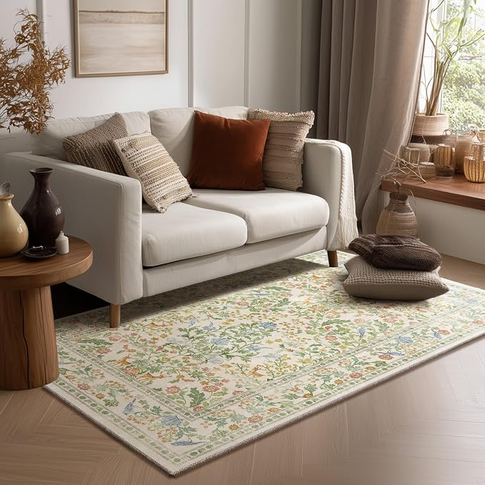 3x5 Small Area Rugs for Entryway: Machine Washable Rug Stain Resistant Non Slip Low Pile Soft Faux Wool Lightweight Entry Rug for Bedroom Living Room Kitchen Bathroom Laundry Office Front Door Indoor