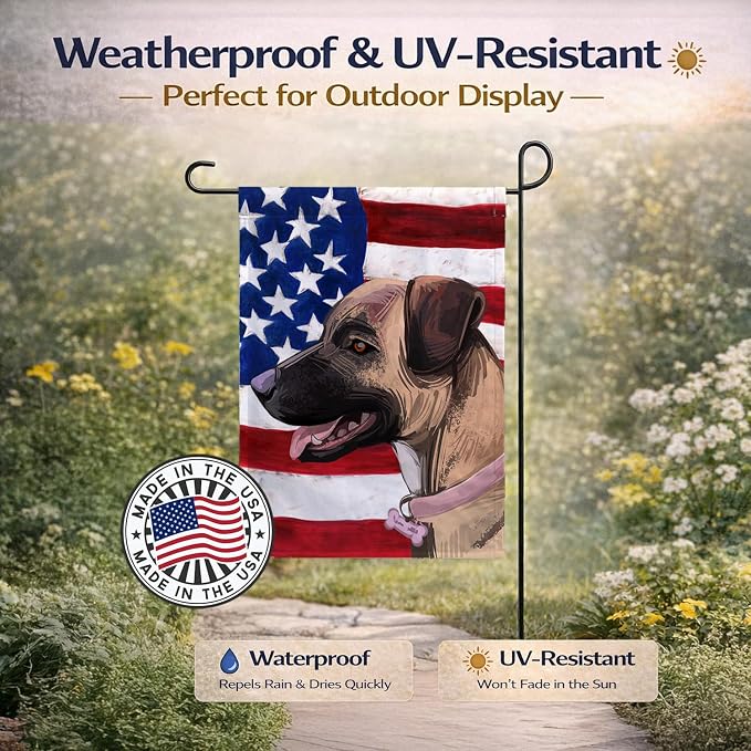 Caroline's Treasures CK6745GF Treeing Tennessee Brindle American Flag Garden Flag Mailbox Flag Decorative Yard Flag Banner Outside Patio Artwork Yard Flower Beds, Garden Size, Multicolor