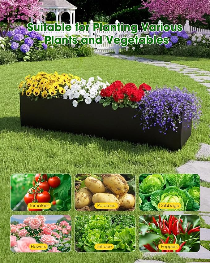 65" Cucumber Planter with Trellis for Climbing Plants Outdoor, Metal Garden Trellis for Raised Bed, Plant Support Structures with Netting for Cucumbers Tomatoes Beans Peas (67 * 17 * 65inch(L*W*H)