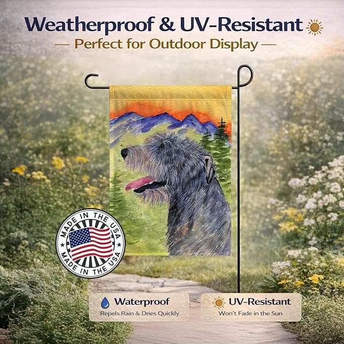 Caroline's Treasures SS8209GF Irish Wolfhound Garden Flag Mailbox Flag Decorative Yard Flag Banner Outside Patio Artwork Yard Flower Beds, Garden Size, Multicolor