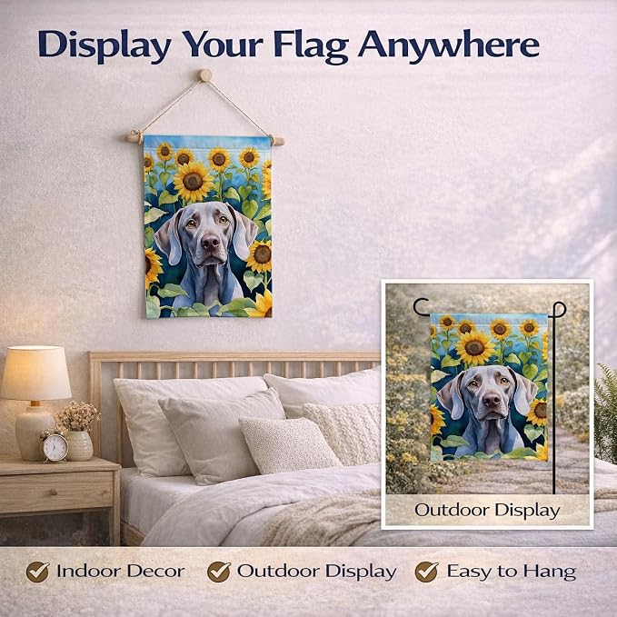 Caroline's Treasures DAC6170GF Weimaraner in Sunflowers Garden Flag Mailbox Flag Decorative Yard Flag Banner Outside Patio Artwork Yard Flower Beds, Garden Size, Multicolor