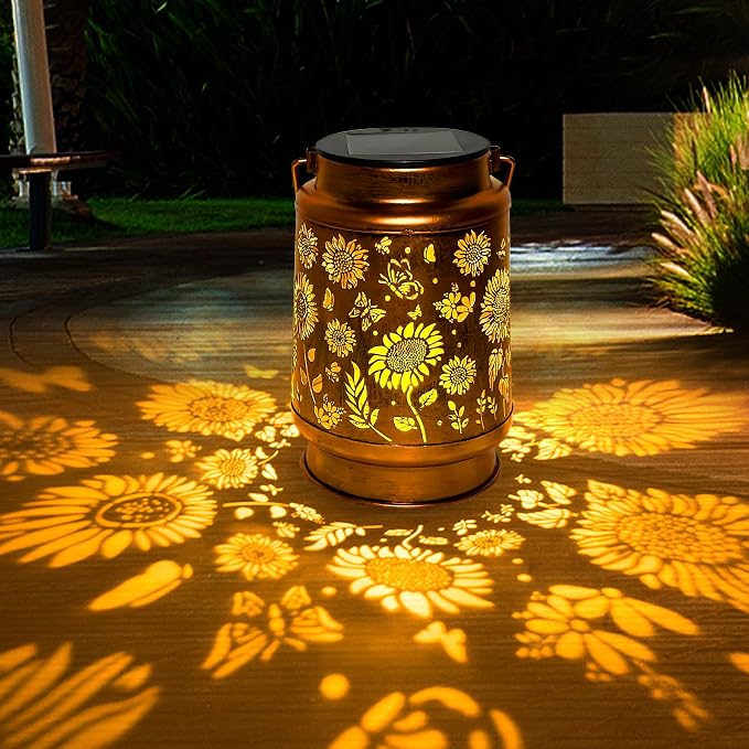 ANYTALK Birthday Gifts for Women Mom Grandma, Sunflower Solar Lanterns Outdoor Waterproof, Hanging Solar Lights for Yard, Patio, Porch, Garden Decor