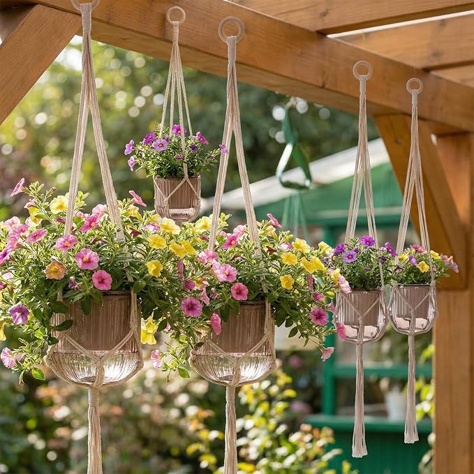 Hanging Planter Set of 6 Self Watering Indoor Flower Pots with Water Level Indicator Modern Plant Hangers for Indoor Garden Decor Balcony Apartment Boho Home Decoration Easy Care(Grey)