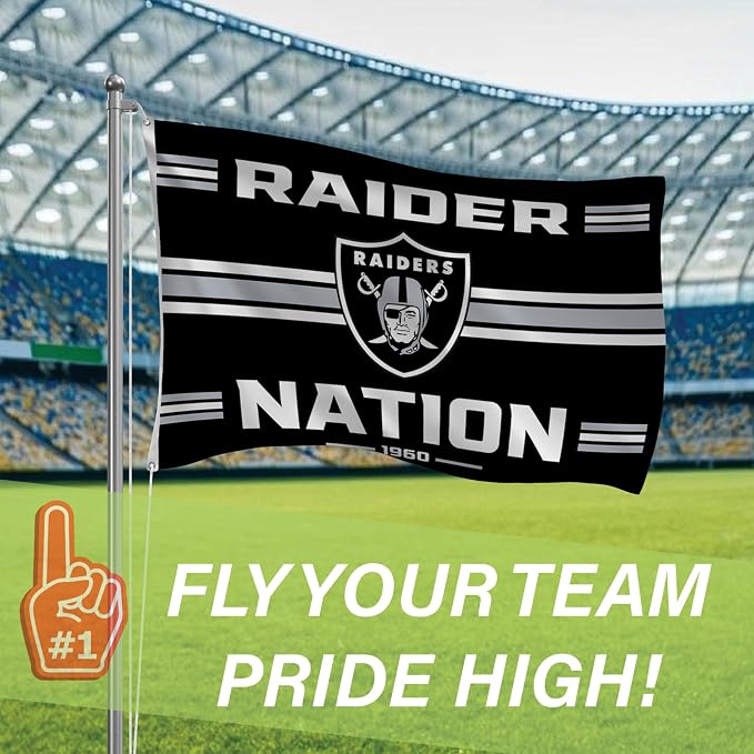 NFL Las Vegas Raiders Vintage Flag | 3 x 5 Estate Flag with Grommets | Heavy Duty Banner for Outdoor Garden Patio Decoration | Indoor Wall Decor for Room | Works with Flagpoles for Outside House