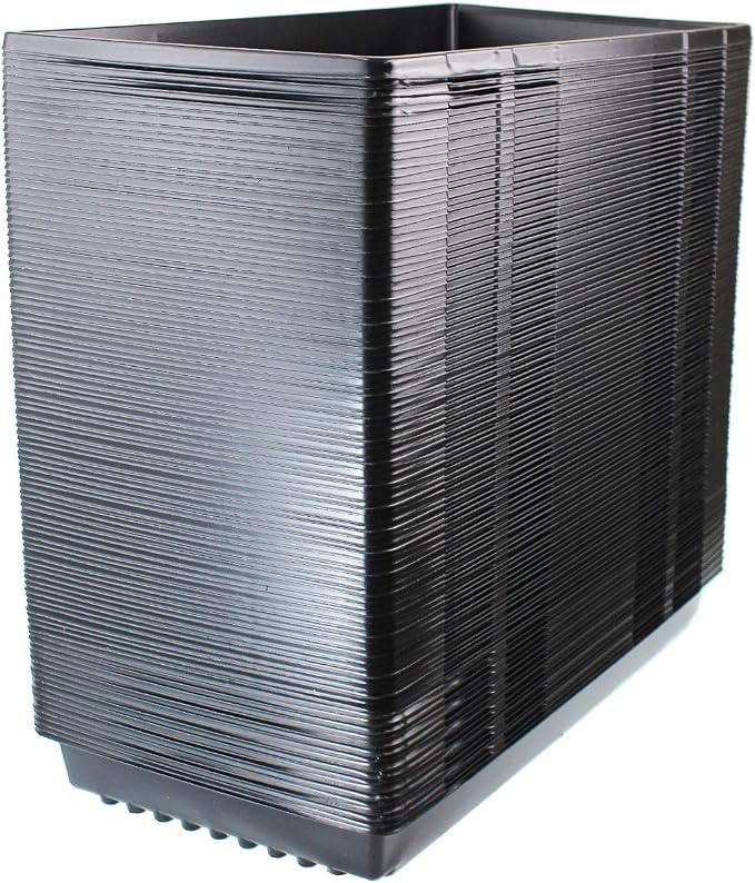 Living Whole Foods 100 Durable Black Plastic Growing Trays (with Drain Holes) 20" x 10" x 2" - Planting Seedlings, Flowers, Wheatgrass, Microgreens