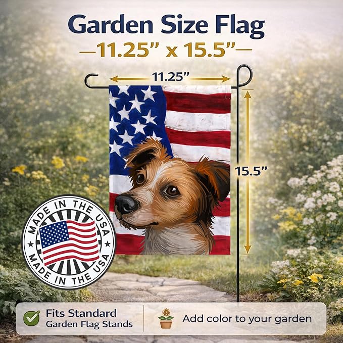 Caroline's Treasures CK6597GF Kromfohrlander American Flag Garden Flag Mailbox Flag Decorative Yard Flag Banner Outside Patio Artwork Yard Flower Beds, Garden Size, Multicolor