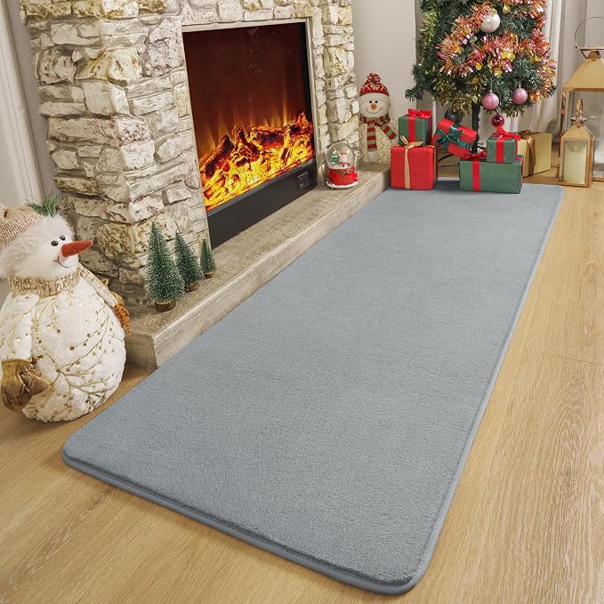Amearea Modern Soft Hallway Runner Rug, 2x8 Feet Long Runners for Hallways | Washable Runner Rugs, Non Slip Memory Foam Rug Grey Runner Rugs Carpet for Entrance Kitchen Kids Room Decor