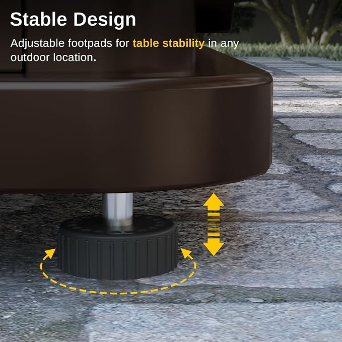 EAST OAK 32'' Propane Fire Pit Table, 50,000 BTU Steel Gas FirePit for Outdoor, Outside Patio Deck and Garden, CSA Certified Fire Table with Magnetic Lid, Cover-Storage Basket and Lava Rock, Brown