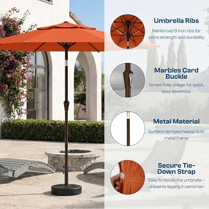 10FT Patio Umbrella, 2 Tier Outdoor Table Umbrella, Large Vented Market Umbrellas with Push Button Tilt and Crank, 8 Sturdy Ribs for Backyard, Deck, Pool, UPF50+ UV Protection