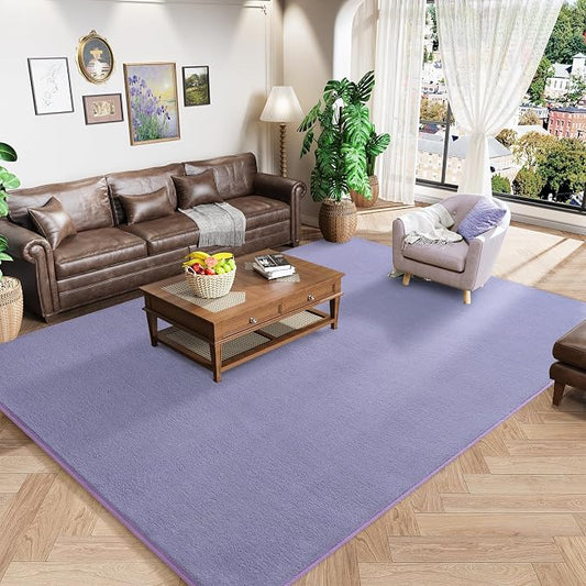 Amearea Modern Area Rug for Bedroom Living Room, 4x6 Purple Memory Foam Rug | Thickened Fluffy Indoor Washable Rugs Non Slip Minimalist Carpet for Kids Boys Girls Dorm Nursery Room Decor
