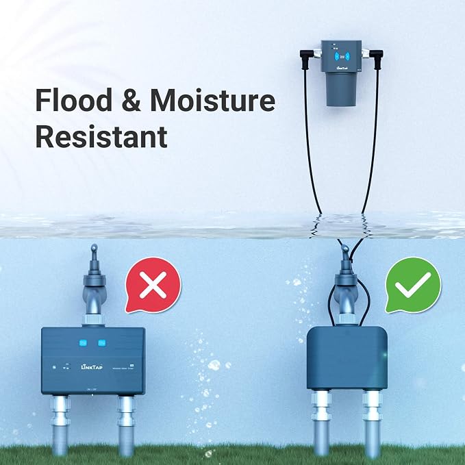LinkTap T1 Smart 2-Zone Water Timer & Gateway, Built-in Flow Meters, Real-Time Fault Detection & Alerts, Weather Adaptive, Anti-Freeze, Better Range Than WiFi Hose Timer, IP66, Alexa, 2-Year Warranty