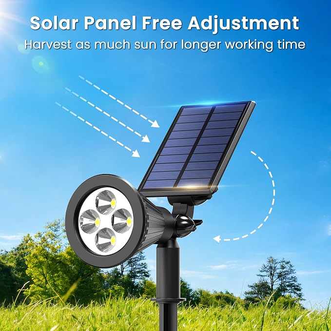 JEJOT 6 Pack Solar Lights Outdoor Waterproof,Cool White Light,2 Lighting Modes,Solar Powered Spotlights for Yard Garden Solar Spot Lights for Flag Landscape Auto On/Off