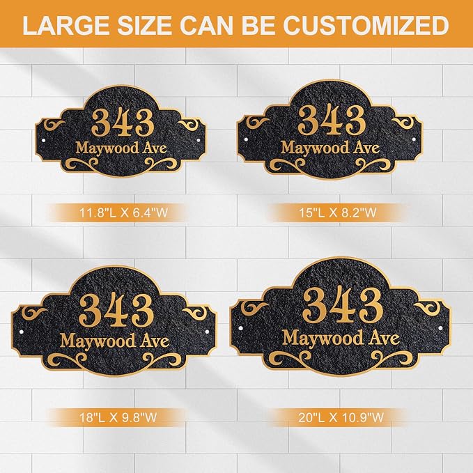 Personalized Address Plaque,Custom Address Sign for House,Home,Street, Yard, Garden,Apartment,Hotel,Office,Driveway Outside House Number Sign,STYLE 1