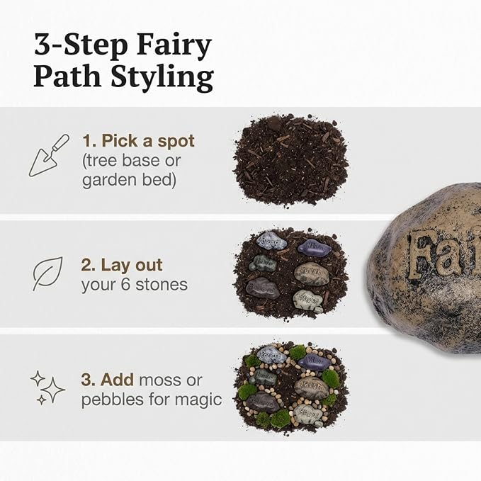 Lulu Decor, 100% Cast Iron Fairy Lamps Garden Decor Fairy Garden Accessories and Fairy Sayings Stepping Stones