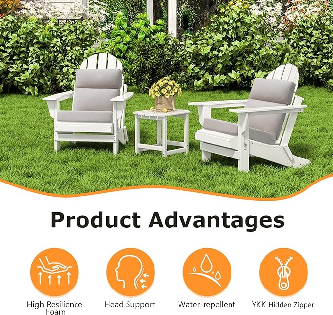 Unimatta Sunbrella Outdoor Separate High Back Cushion Seat Pads, 2-Pack 44 x 21 Inch Water-Repellent & Fade-Resistant Patio Furniture Cushions with Ties for Adirondack, Rocking Chairs, Specrtum Pebble