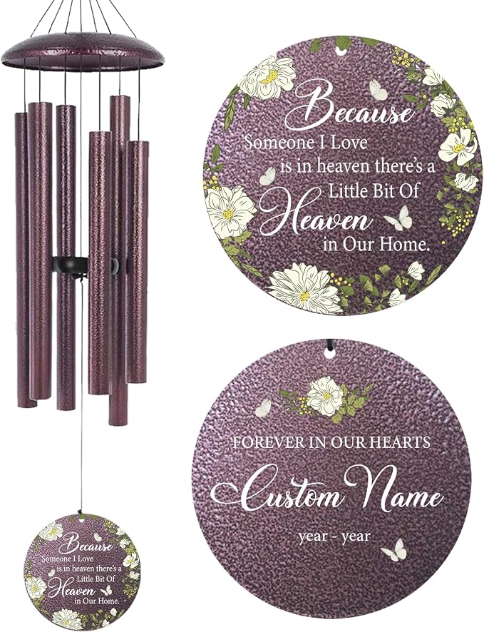 Memorial Wind Chimes Personalized, Memorial Gifts for Loss of Loved One Mother Father, Sympathy Wind Chime for Bereavement Remembrance Condolences